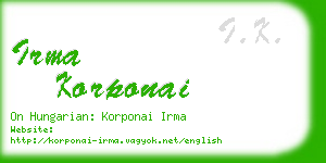 irma korponai business card